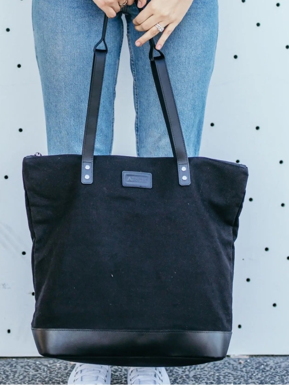 The Luxe Arch Nappy Bag - Gray/Black Changing Pad, Dust Bag, Pram Clips Included